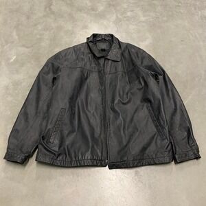 Vintage y2k 90s collared a-2 aviator black leather jacket